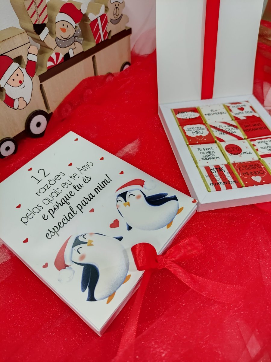 Caixinha de 12 mini chocolates “Pinguins”