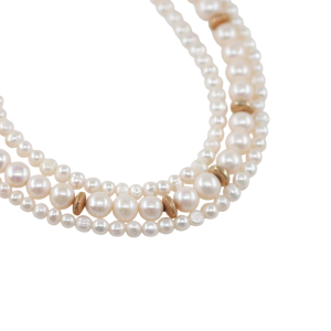 Colar choker Pérolas Prata Dourada