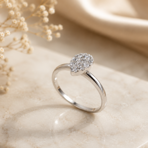 Anel Lagrima Diamantes Ouro 19,2Kt