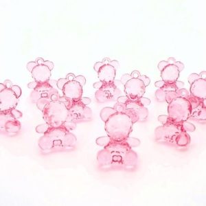Ursinhos Miniatura em Plastico, Rosa Bebé